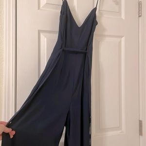 Forever 21 contemporary blue jumpsuit with thigh leg slit